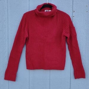 Tilt Cotton Wool Blend Turtleneck Sweater Top Red Large